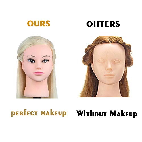 Besmall Doll 22" Hairdressing Mannequin Manikin Training Head with 80% Real Natural Human Hair Cosmetology Hairdressing Practice - Thumbnail 3