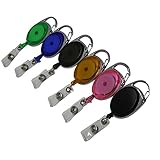 SUNHE Retractable Badge Holder Badge Reel,Clip On ID Badge Holders Keychain,Translucent Clips (6 PACK)