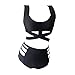 Lukitty Women's 2PCS Plus Size High Waist Strappy Bikini Set Swimsuits Swimwear 5XL Black