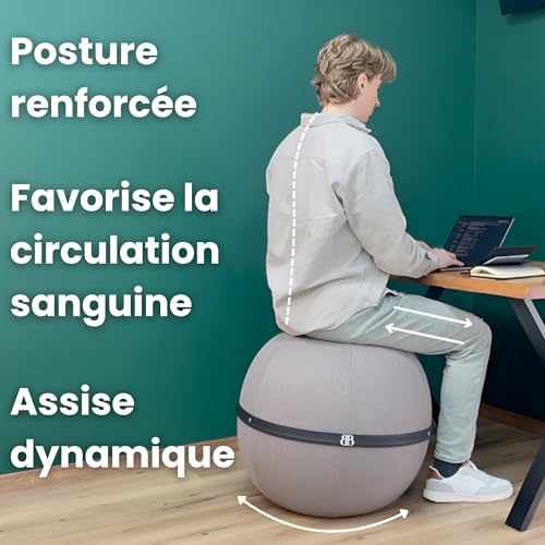 The Bliss Ball Ball Chair – Ergonomic Office & Yoga Ball – Anti-Back Chair – Dynamic Seat & Reinforced Posture – Capacity 180 kg – Washable Non-Slip Cover