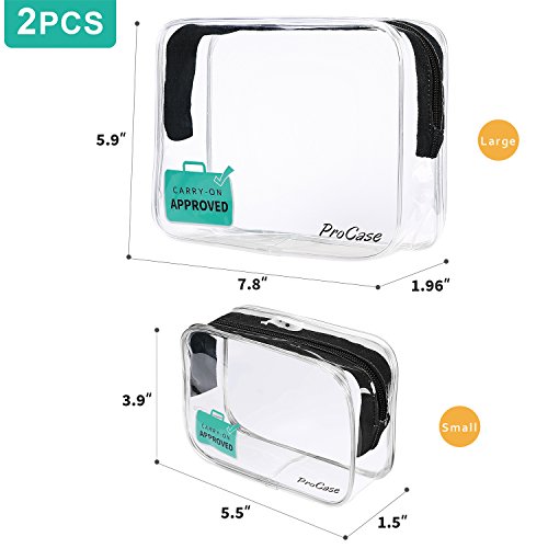 ProCase TSA Approved Clear Travel Toiletry Bag, Quart Size Zipper