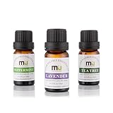 MIU COLOR 100% Pure Water Soluble Essential Oils, Lavender, Tea Tree, and Peppermint oils, Great Aromatherapy Diffuser, 10ml (Lavender, Tea Tree and Peppermint).