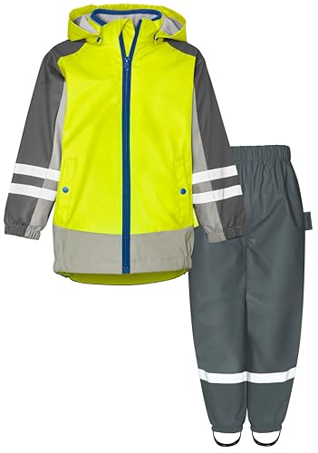 Playshoes Traje de lluvia unisex para niños (2 unidades), 3 en 1 amarillo pretina, 80