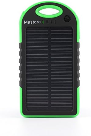 Mastore 5000mAh Portable Solar Battery Charger Power Bank, USB Port Portable Charger Solar Battery Charger for iPhone, iPad, Cell Phone, (Green)