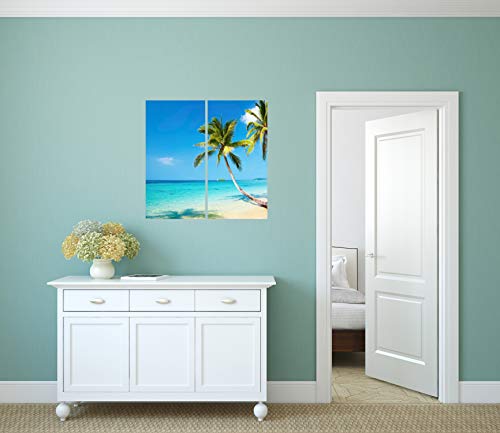 Canvas Wall Art Decor, Modern 24x24 Hanging 2 Panel Print Photograph, Decorative Painting Artwork for Kitchen, Bedroom, Office, Living Room, Home Decor Gift for Men & Women (1103 - Palm Beach)