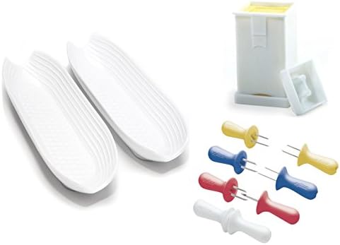 Corn Cob Holders, Corn on Cob Holder + Corn Butterer, Corn on the Cob Butter Spreader, Butter Keeper, Butter Dispenser for Corn + Corn Cob Dishes, Corn Dish, Tray or Plate