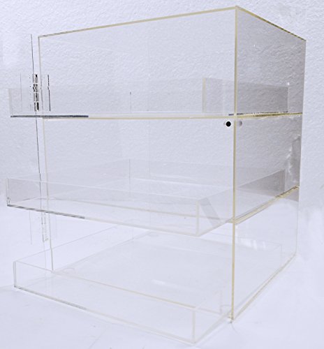 3 Trays Countertop Display Case With Door Bakery Pastry Candy Donut Store , Figures Toys Box , 9.84''L x 9.84''W x 11.81''H (Item#021034) - Thumbnail 4