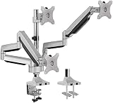 AVLT-Power Triple 32" Monitor Desk Stand - Mount Three 15.4 lbs Computer Monitors on 3 Full Motion Adjustable Arms - Organize Your Work Surface with Ergonomic Viewing Angle VESA Monitor Mount