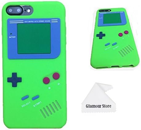iPhone 7/8 Plus Case,Retro 3D Game Boy Gameboy Design Style Soft Silicone Cover Case For Apple iPhone 7/8 Plus 5.5 inch+ Free Cleaning Cloth As a Gift (Green)