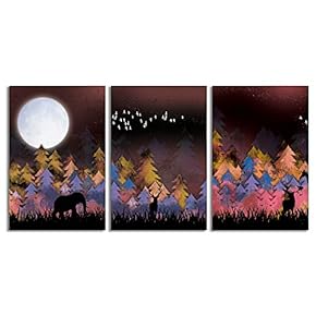 Canvas Wall Art Abstract Forests Painting Artwork for Home Prints Framed - 16"x24" x 3 Panels