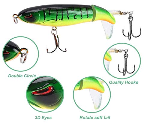 Bleistift Popper 6 Stück Kunstköder Angelköder Wobbler Set, Wobbler Kunstköder Angelköder Set AngelKöder Whopper Plopper Kunstköder mit Schwimmendem – Bild 3