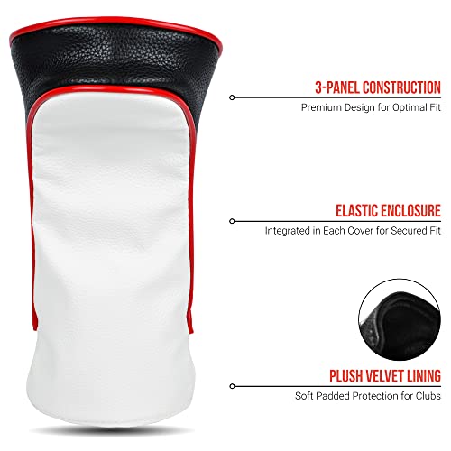 USA Golf Head Covers for Driver & Fairway Woods (Set of 3) Premium