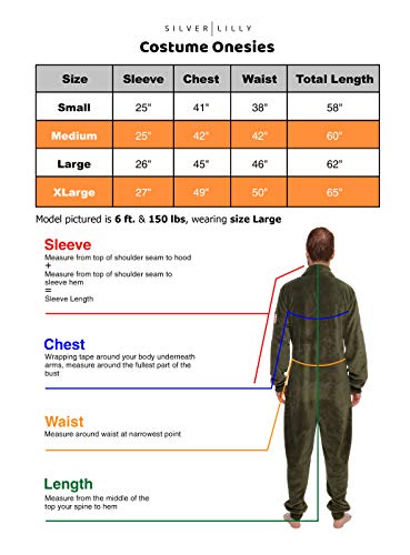 Silver Lilly One Piece Fighter Pilot Costume - Adult Novelty Flight Suit Jumpsuit Pajamas (Olive, Medium)