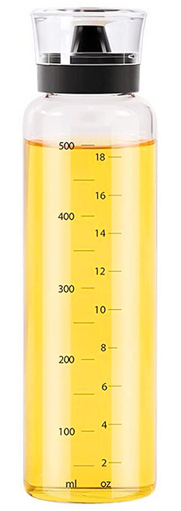 XiaoShenLu Olive Oil Dispenser, Glass Bottles and Pourer Spout for Kitchen, Oil & Vinegar Cruet with Dripless Capped Spout, Liquid Condiment Container, 500ml