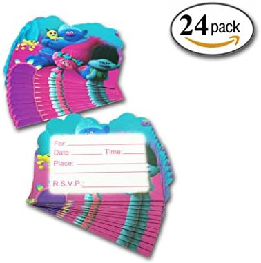 Trolls Invitation Cards Kids Party Supplies 24 Count Not included Envelopes