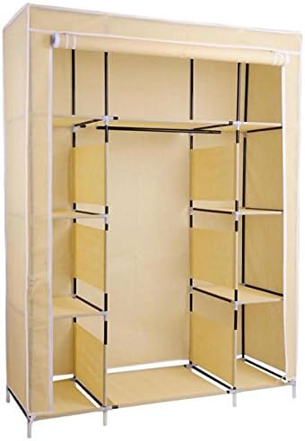 50" Portable Closet Organizer Wardrobe Storage Rack Beige