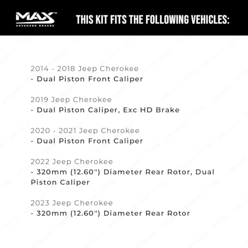 MAX Advanced Brakes - Brake Kit For 2014-2023 Jeep Cherokee (w/Dual Piston Fr Caliper)| Carbon Ceramic Brake Pad and Rotor Kit Front and Rear| Daily Driving OE Replacement Brake Rotors