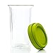 Princeton Wares Tea Tumbler Travel Mug Cup Double Wall Insulated Borosilicate Glass Large 14 Ounces For To Go Coffee, Tea Hot Drinks Includes BPA-Free Silicon Travel Lid (Bright Green)