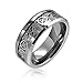 8mm Tungsten Carbide Celtic Knot Dragon over Black Carbon Fiber Inlay Wedding Band Ring For Men Or Ladies