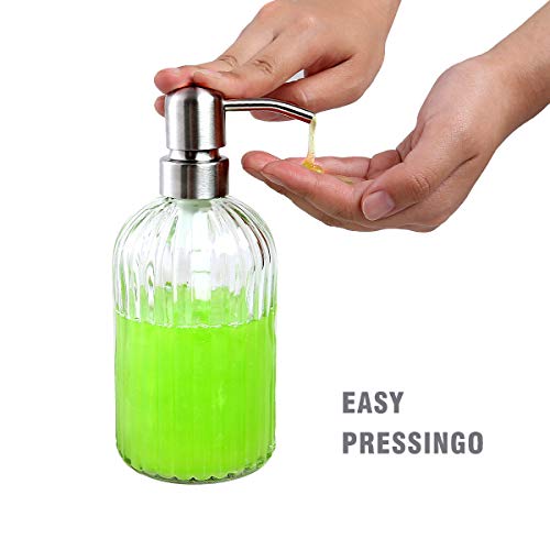 bonris 16 Oz Soap Dispense with Rust Proof Stainless Steel Pump Classic Decor for Bathroom Kitchen Farmhouse Decor Great for Essential Oils, Lotions, Liquid Soaps - Thumbnail 3