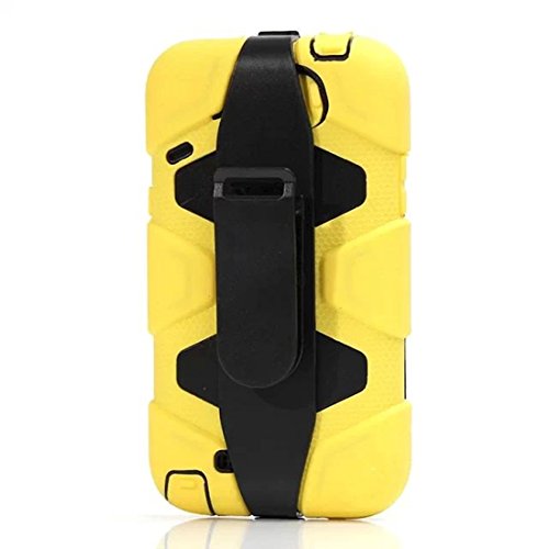 Samsung Galaxy Note 2 Belt Clip Cover Case , Built-in Screen Protector , Holster Doubles As Kickstand for Galaxy Note 2 N7100 (Yellow on Black)