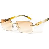 Street Knitted Luxury Gold Frame Rimless Orange Peach Gradient Tint Men's Frameless Designer Retro 90's Rectangular Lens Sun Glasses Hip Hop Summer Beach Shades Square Buffs Sunglasses For Men Women