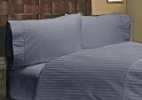 600 Thread Count 100% Egyptian Cotton Stripe Elephant Grey Full XL 18