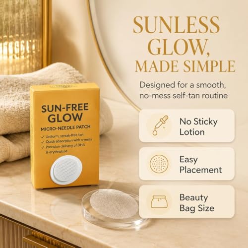 Sun-Free Glow Micro-Needle Tanning Patches, 2026 New Glow Tanning Patches, 4 Box Patches, Self Tan Patches for Natural-Looking Colour, Streak-Free Finish, Gentle Home Tanning Use