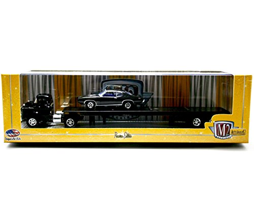 1958 CHEVROLET LCF (Black) & 1969 PONTIAC GTO (Black) * Auto-Haulers Release 16 * M2 Machines 2015 Castline Premium Edition 1:64 Scale Die-Cast Vehicle Truck & Set (15-10)