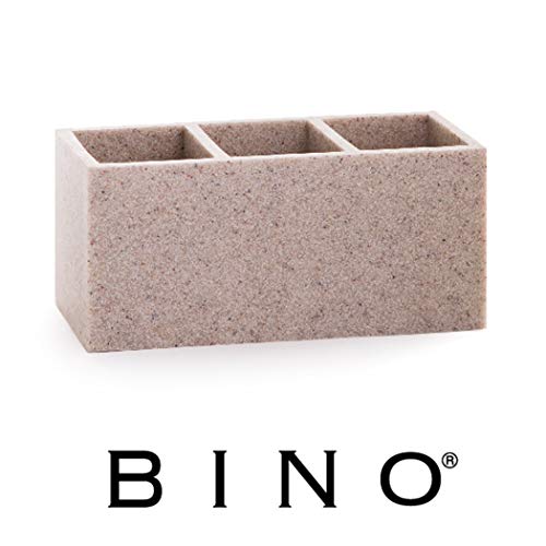 BINO Multi Purpose 3 Compartment Organizer - Makeup Brush Holder Makeup Brush Organizer Holder Makeup Holder Organizer Toothbrush Holder Marble Bathroom Accessories