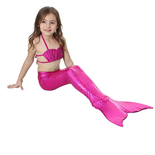 LILYFUN 3PCS Girls Mermaid Tail Swimsuit for Swimming Bikini Princess Can Add MonoFins - Thumbnail 5