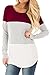 For G and PL Women Color Block Long Sleeve Cotton T Shirts Stripe Casual Knits Tunic Tops Maroon L