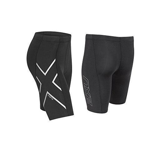2XU Men's HYOPTIK Compression Shorts, Black/Silver Reflective, X-Large - Thumbnail 5