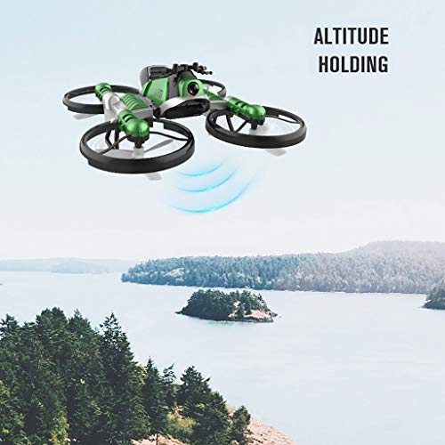 Oksale 2-In-1Motorcycle&Drone with Camera for Beginner and Kids,WiFi FPV Drone RC Helicopter Quadcopter with Auto Hovering,Headless Mode,Remote Control,One Key Take-Off or Landing (Green) - Thumbnail 4