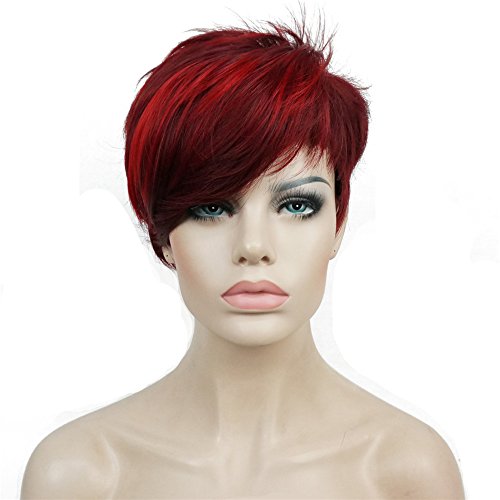 Lydell Short Asymmetry Side Bang Straight Wig Full Synthetic Wigs