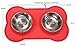 ROZU Dog Bowl | Stainless Steel Food Water Bowls with Non Skid Non Spill BPA Free Silicone Mat Holiday Red 48 oz for Small Dogs, Cats, and Small Pets
