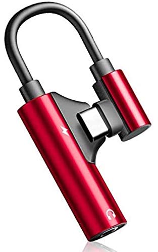 Tec-Digi Lightning to 3.5 mm Headphone Jack Adapter Music & Charge Compatible with all iPhones including 8/8 Plus/X/Xr/Xs/7/7 Plus,Support iOS 11,10.3 and More –Red