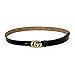 MoYoTo Womens Genuine Leather Thin Belts For Jeans 0.9″ Wide With Letter Buckle (Black(Length/105cm))