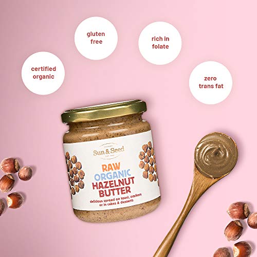 Sun and Seed - Organic Raw Hazelnut Butter - Gluten Free and Keto Friendly - Ultra Healthy And Nutritious High Protein Spread - Rich in Folate and B-complex Vitamins (Hazelnut, 2 Pack)