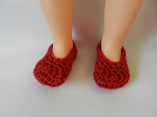 Red Doll Slippers fit American Girl, FAO Swartz, My Life, Journey Girls, Disney Toddler Princess, Baby Alive and other similar size dolls