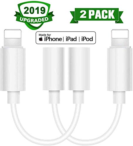 (2Pack) 3.5 mm Headphone Jack Adapter for iPhone 8 Earphone Earbuds Music Audio Jack Adapter Dongle for iPhone 11/XR/X/10/Xs/Xs Max/8Plus/7/7Plus Accessories for iPhone Connector Aux Cable Converter