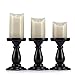 Air Zuker Wood Pillar Candle Holders, Set of 3 Height 7