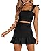 Women's Bohemian Cami Crop Top with High Waist Bodycon Skirt Two Piece Outfit Dress Suit Set Black