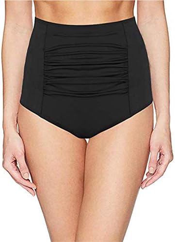 Saejous Women's High Waisted Bikini Bottom Tummy Control Ruched Tankini Swimsuit Briefs