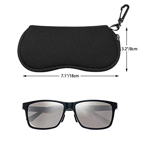 Hifot Soft Eyeglasses Case 2 Pack, Neoprene Porteble Travel Slip in Eyeglasses Bag Sunglasses Pouch Holder with Clip - Thumbnail 2