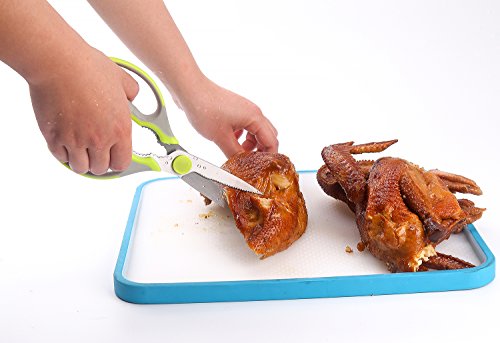 Kitchen Scissors 3-Piece Set WELLSTAR, Spring Loaded Poultry Shears, Heavy Duty Multipurpose Chicken Scissors, Ultra Sharp Utility Knife with Safety Blade Cover, Stainless Steel Kitchen Shears Set