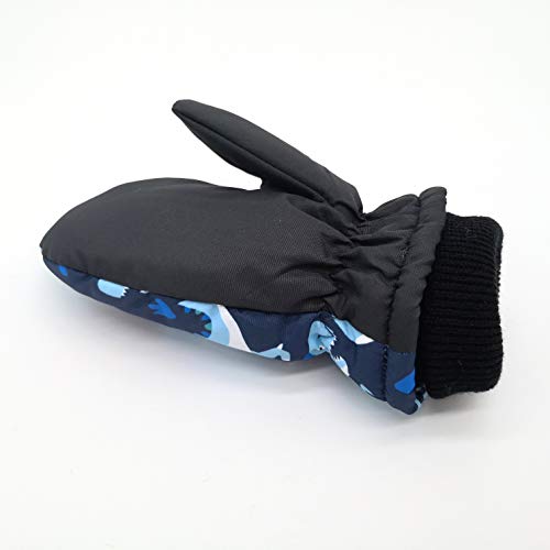 Highcamp Winter Waterproof Ski Snow Mittens for Infants Toddler Kids Boys Girls (Dino, 0-2 Years)