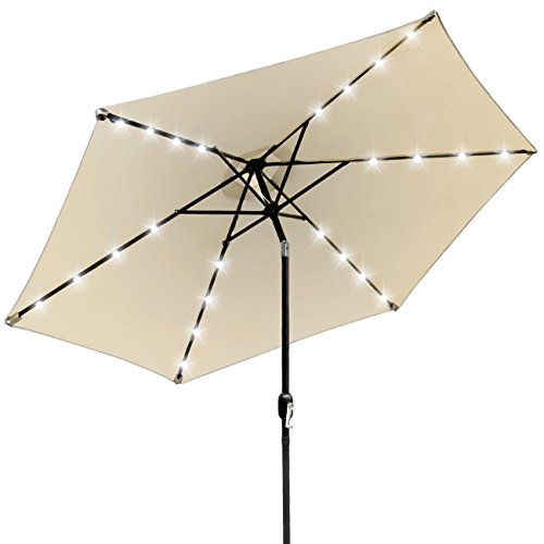 Sorbus LED Outdoor Umbrella, 10 ft Patio Umbrella LED Solar Power, with Tilt Adjustment and Crank Lift System, Perfect for Backyard, Patio, Deck, Poolside, and More (Solar LED - Beige)