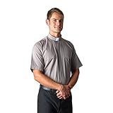 mds Gray Tab Collar Cotton Rich Short Sleeves Clergy Shirt