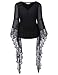 Women's Victorian Gothic Tops Black Lace Club Party Steampunk Tee Shirts Black S